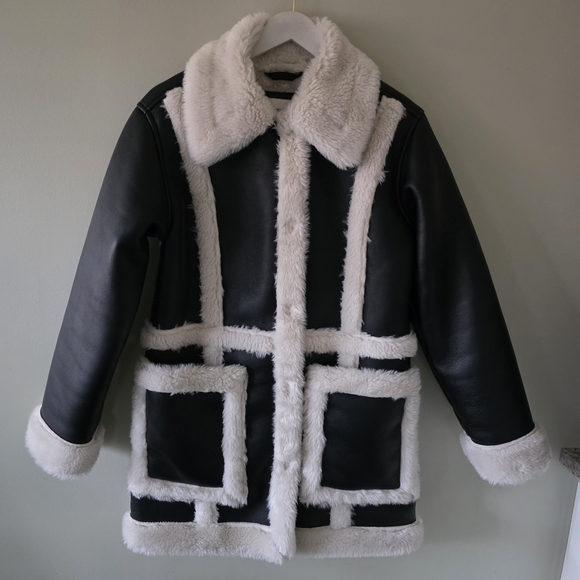 Abercrombie & Fitch XS 70s Modern Retro Hippie Vegan Shearling Penny Lane Jacket - Picture 5 of 16